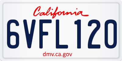 CA license plate 6VFL120