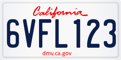 CA license plate 6VFL123