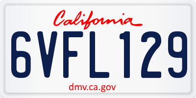 CA license plate 6VFL129