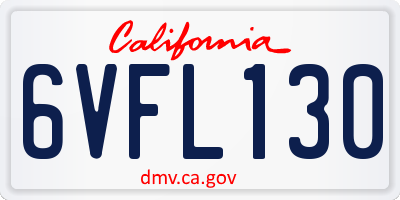 CA license plate 6VFL130