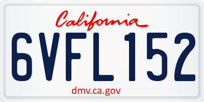 CA license plate 6VFL152