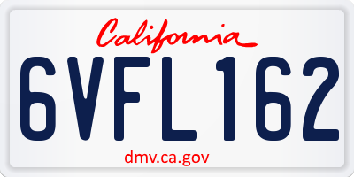 CA license plate 6VFL162