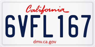CA license plate 6VFL167