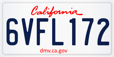 CA license plate 6VFL172