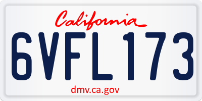 CA license plate 6VFL173