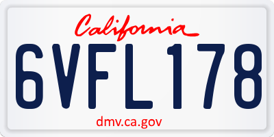 CA license plate 6VFL178