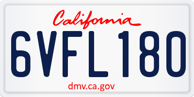 CA license plate 6VFL180