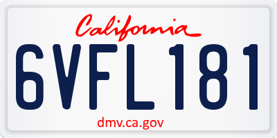 CA license plate 6VFL181