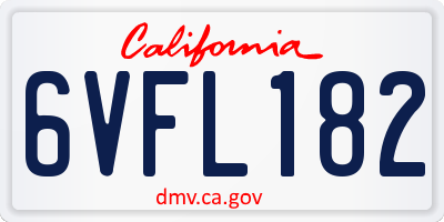 CA license plate 6VFL182