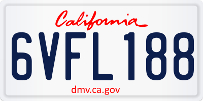 CA license plate 6VFL188