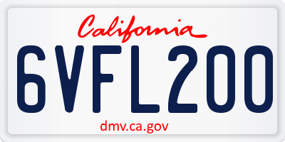 CA license plate 6VFL200