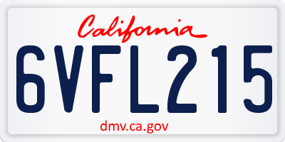 CA license plate 6VFL215