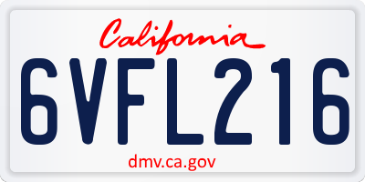 CA license plate 6VFL216