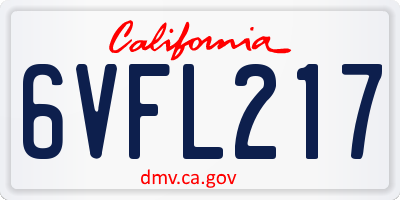CA license plate 6VFL217