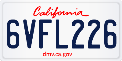CA license plate 6VFL226