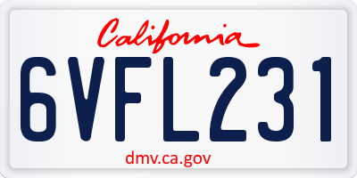 CA license plate 6VFL231