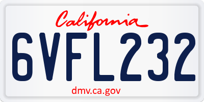CA license plate 6VFL232