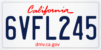 CA license plate 6VFL245