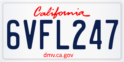 CA license plate 6VFL247