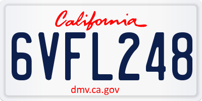CA license plate 6VFL248