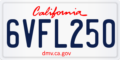 CA license plate 6VFL250