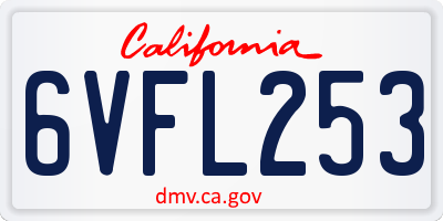 CA license plate 6VFL253