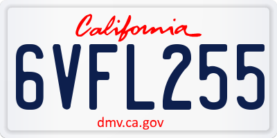 CA license plate 6VFL255