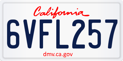 CA license plate 6VFL257