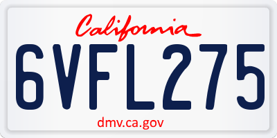 CA license plate 6VFL275