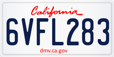 CA license plate 6VFL283