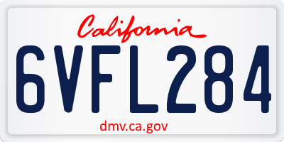 CA license plate 6VFL284