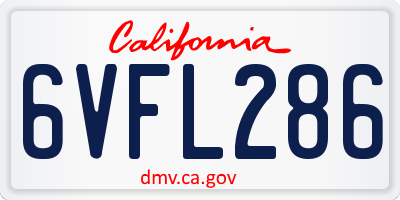 CA license plate 6VFL286