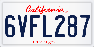 CA license plate 6VFL287