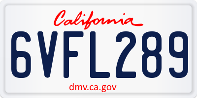 CA license plate 6VFL289