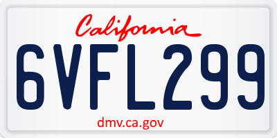 CA license plate 6VFL299