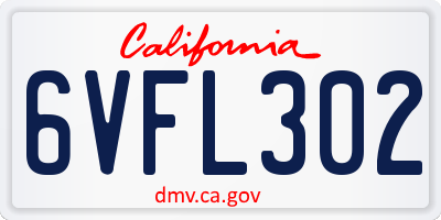 CA license plate 6VFL302
