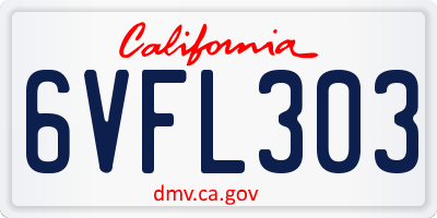 CA license plate 6VFL303