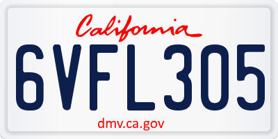 CA license plate 6VFL305