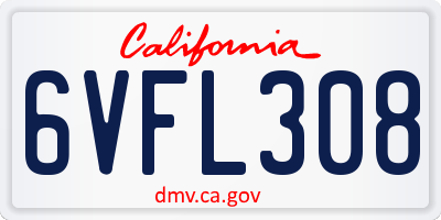 CA license plate 6VFL308