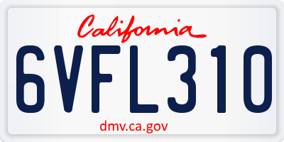 CA license plate 6VFL310