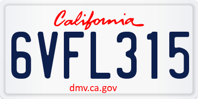 CA license plate 6VFL315