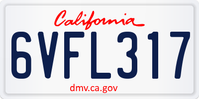 CA license plate 6VFL317