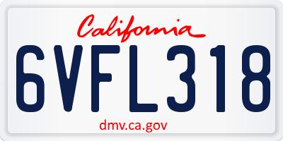 CA license plate 6VFL318