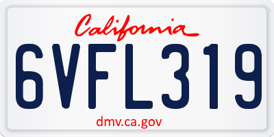 CA license plate 6VFL319