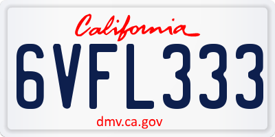CA license plate 6VFL333