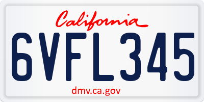 CA license plate 6VFL345