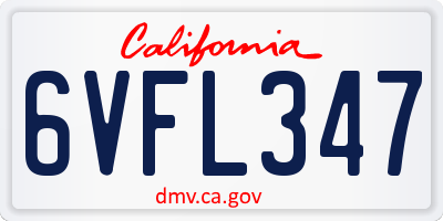 CA license plate 6VFL347