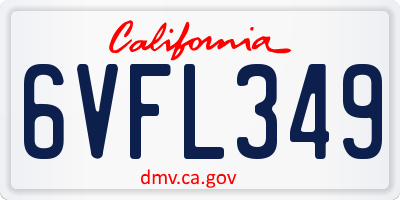 CA license plate 6VFL349