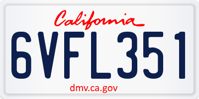CA license plate 6VFL351