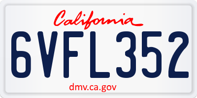 CA license plate 6VFL352